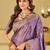 Purple embellished embroidered silk blend heavy work banarasi saree