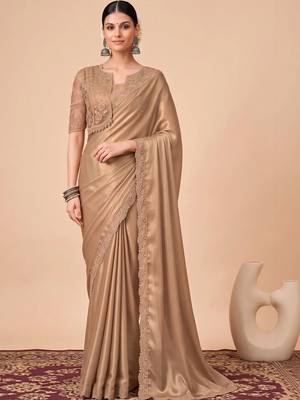 Gold embellished embroidered poly georgette designer saree 1