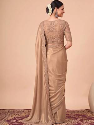 Gold embellished embroidered poly georgette designer saree 2
