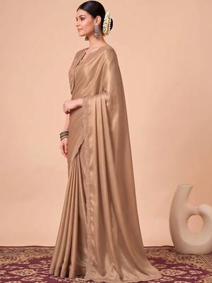 Gold embellished embroidered poly georgette designer saree 3