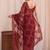 Maroon sequinned net designer saree