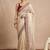 Cream embellished embroidered organza designer saree
