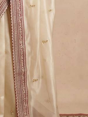 Cream embellished embroidered organza designer saree 4