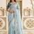 Blue embellished embroidered satin saree