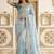 Blue embellished embroidered satin saree