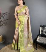 Pink woven design kanjeevaram saree with blouse