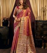 Maroon woven design zari tissue saree