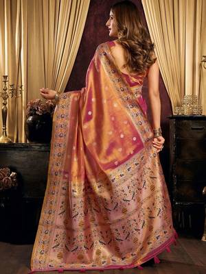 Maroon woven design zari tissue saree 2