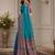 Blue ethnic motifs silk blend fusion block print saree