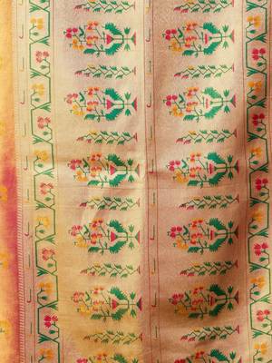 Pink woven design zari tissue saree 4
