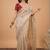 Cream embellished sequinned organza designer saree