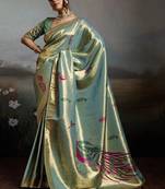 Sea green woven design zari pure silk designer kanjeevaram saree