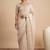 Off white embellished sequinned satin designer saree