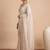 Off white embellished sequinned satin designer saree
