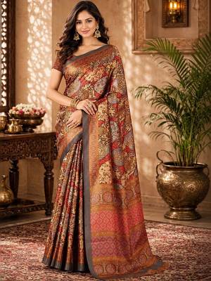 Multicolor paisley pashmina saree 1