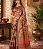 Multicolor paisley pashmina saree