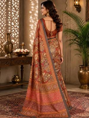 Multicolor paisley pashmina saree 2
