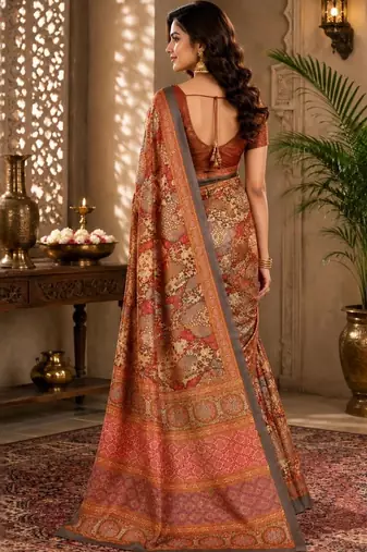 Multicolor paisley pashmina saree