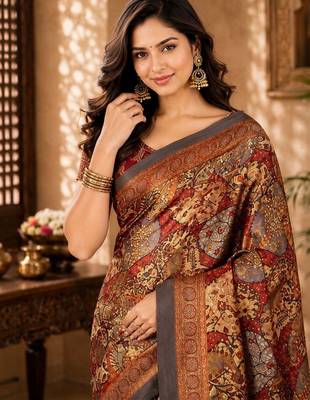 Multicolor paisley pashmina saree 4