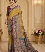 Mustard woven design zari silk blend saree