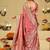 Rose woven design embroidered silk blend heavy work banarasi saree