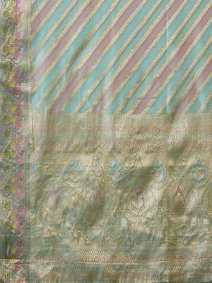 Multicolor woven design zari organza handloom banarasi saree 5