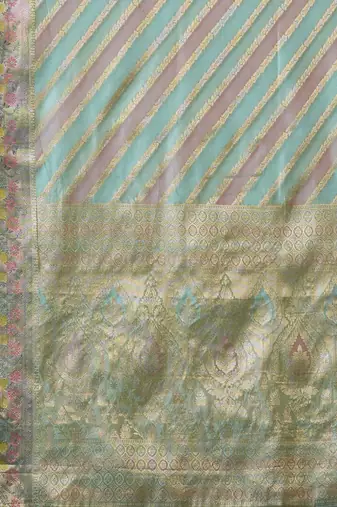 Multicolor woven design zari organza handloom banarasi saree