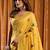 Yellow woven design embroidered pure cotton khadi saree