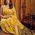 Yellow woven design embroidered pure cotton khadi saree