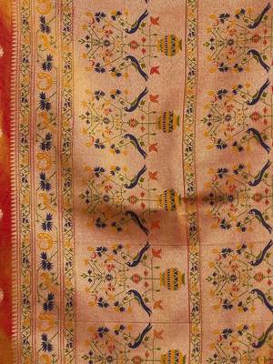 Orange woven design tissue saree 4