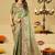 Olive ethnic motifs embroidered silk blend heavy work banarasi saree