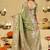 Olive ethnic motifs embroidered silk blend heavy work banarasi saree