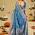 Teal woven design embroidered silk blend heavy work banarasi saree
