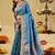 Teal woven design embroidered silk blend heavy work banarasi saree