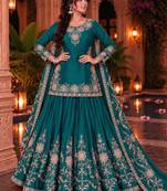 premium chinon with front & back embroidery work with can-can