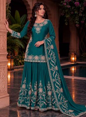 premium chinon with front & back embroidery work with can-can 2