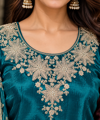 premium chinon with front & back embroidery work with can-can 3