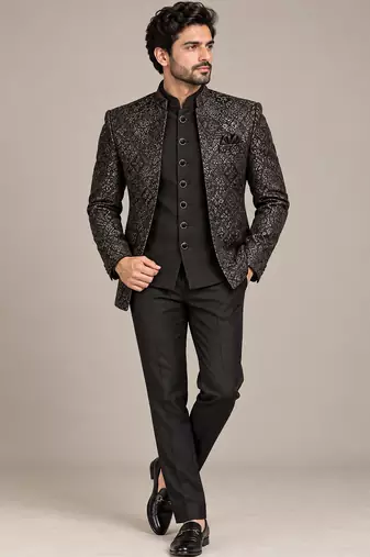 Black open jodhpuri for man ::: bandhgala ethnic wear