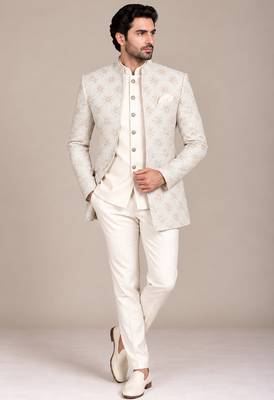 Beige pitch touchup open jodhpuri for man ::: bandhgala ethnic wear 1