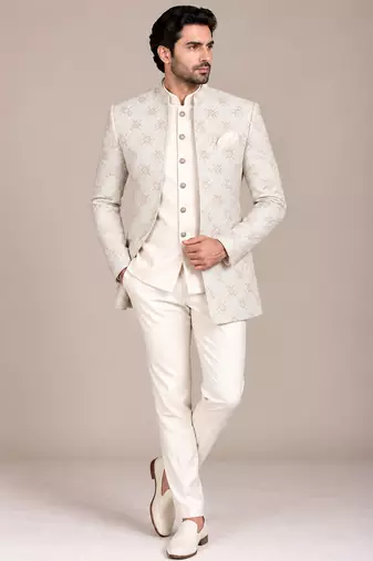 Beige pitch touchup open jodhpuri for man ::: bandhgala ethnic wear