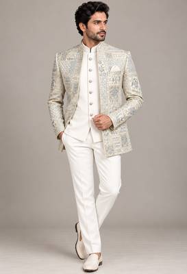 White sky open jodhpuri for man ::: bandhgala ethnic wear 1