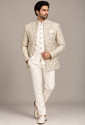 White beige jodhpuri for man ::: bandhgala ethnic wear 1