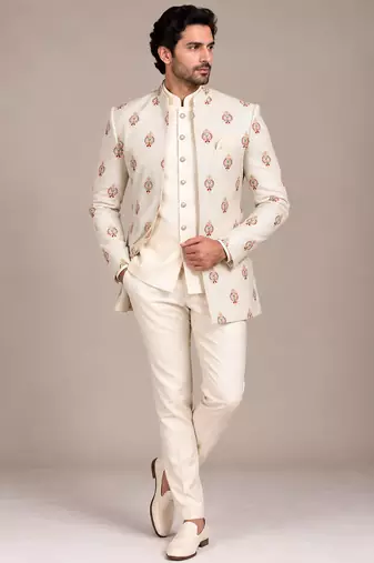 Beige open jodhpuri for man ::: bandhgala ethnic wear