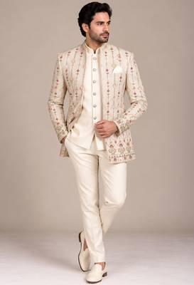 Gold beige open jodhpuri for man ::: bandhgala ethnic wear 1