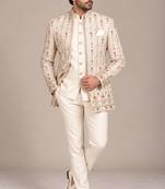 Gold beige open jodhpuri for man ::: bandhgala ethnic wear