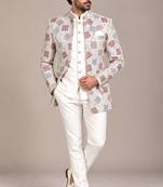 White multicolor open jodhpuri for man ::: bandhgala ethnic wear