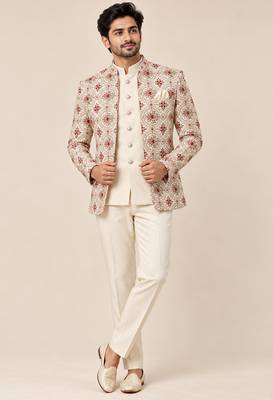 Gold maroon open jodhpuri for man ::: bandhgala ethnic wear 1
