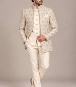 Beige gold touchup open jodhpuri for man ::: bandhgala ethnic wear