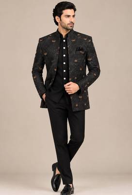 Black open jodhpuri for man ::: bandhgala ethnic wear 1