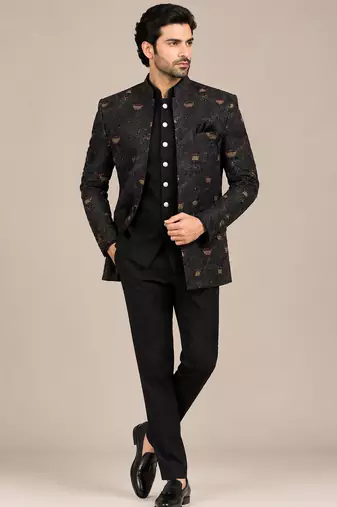 Black open jodhpuri for man ::: bandhgala ethnic wear